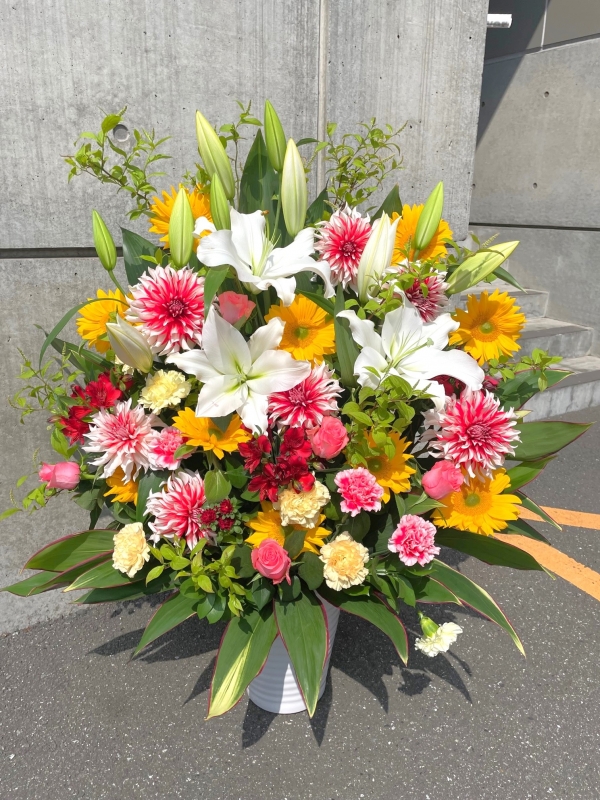 白赤・黄色で　演台花