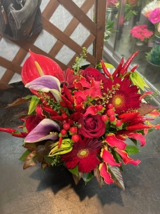 赤を基調に上品に