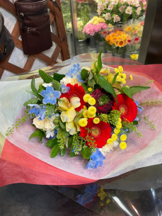 赤・白・黄色・青色の4色で　