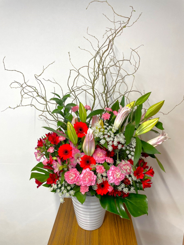 赤とピンク　演台花